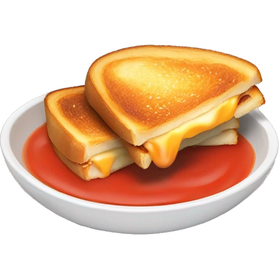 Crispy grilled cheese sandwich next to a bowl of tomato soup emoji