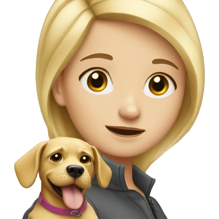 blonde girl with dog emoji