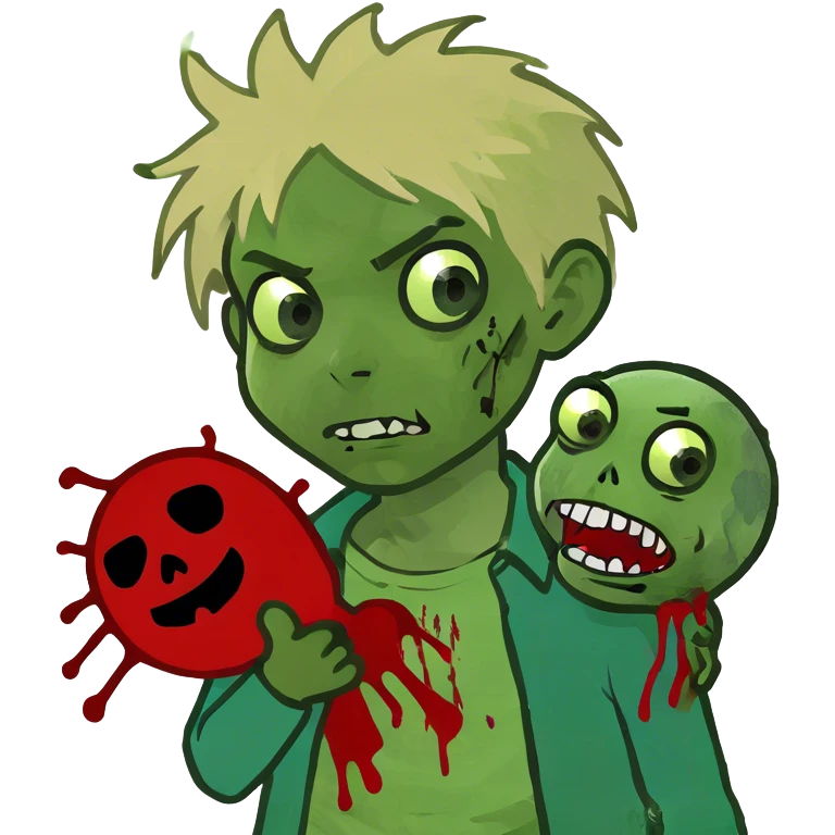boy zombie with fluffy blonde hair and cuts and blood in the face emoji