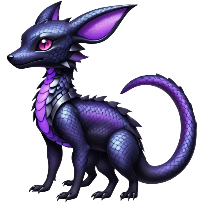 Shiny Dark Edgy Majestic Sophisticated Modern Gothic Gloomy Futuristic Scaly Cyber-Salandit-Umbreon-Delcatty-Hybrid (Full body) emoji