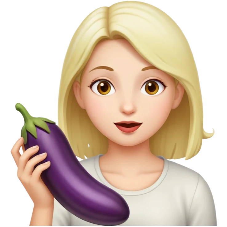 Girl eating eggplant emoji