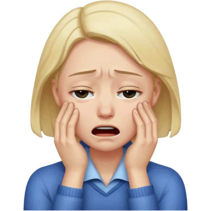 Sobbing face with hands on neck emoji