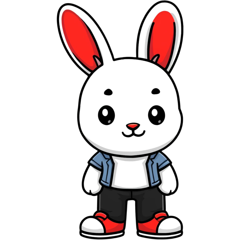 Guy wearing red bottoms and black jeans with physic bunny shirt  emoji