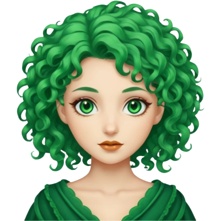 curly green haired fantasy woman emoji