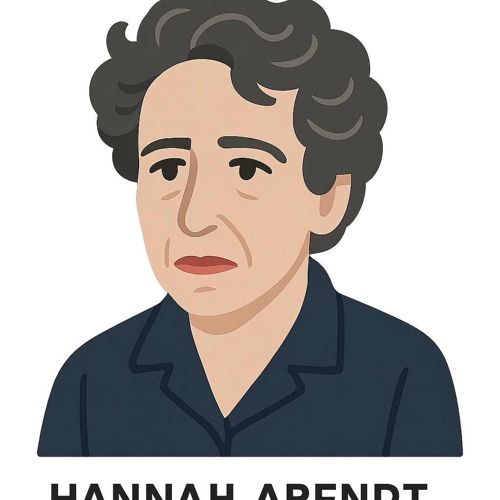 flat toon style portrait of Hannah Arendt with a neutral background emoji