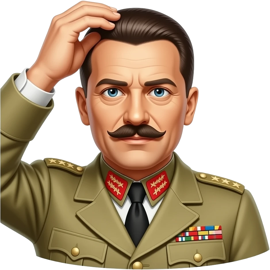 Make Mussolini checking his bald hair emoji