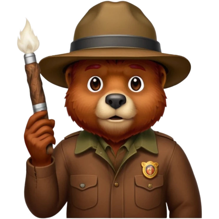Smokey the bear with a joint emoji
