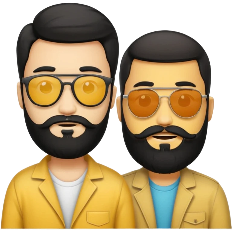 Van u make 2 cool young emojis with shades side by side, both have faded hair, one of them should also have faded beard. Beneath the faded beared emoji should have the initials WQ and the other PJ. black hair and beard emoji