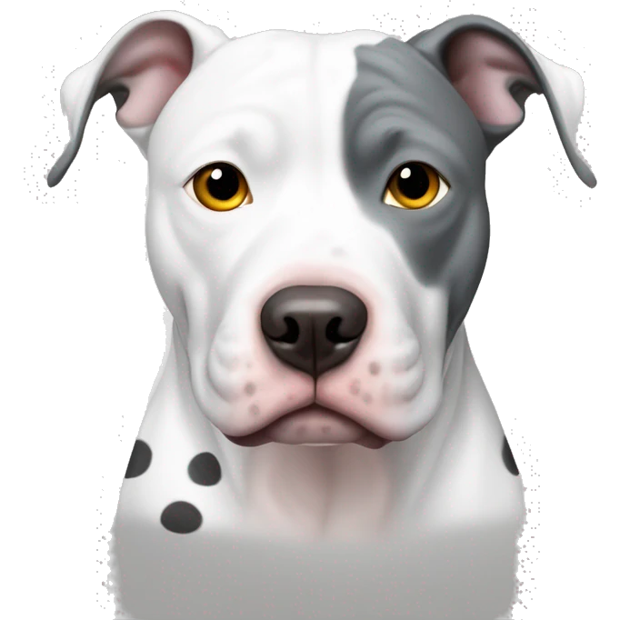 white pit bull with grey spots and one eye emoji