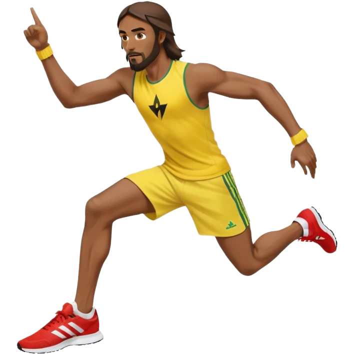 jesus in adidas clothes looking cool doing Usain bolt's move emoji