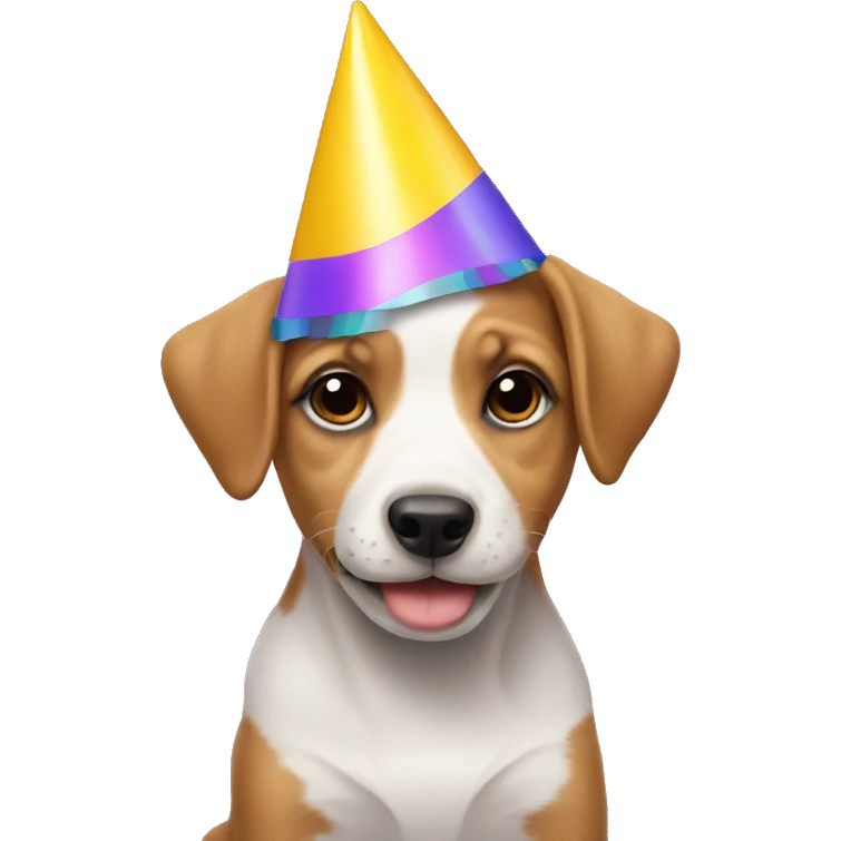 Puppy with a party hat and streamers emoji