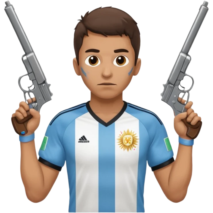haz un turro con una biszera para atras y con un arma remera argentina pero arma de fuego que tenga un revolver solo emoji