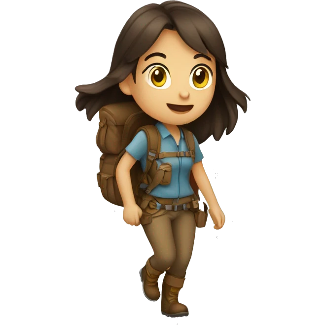 Brunette adventure girl goes on an adventure emoji