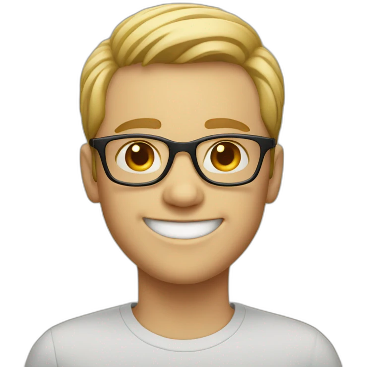 smiling white boy wearing glasses emoji