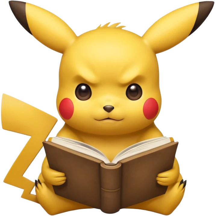 pikachu studying looking into book sweating emoji