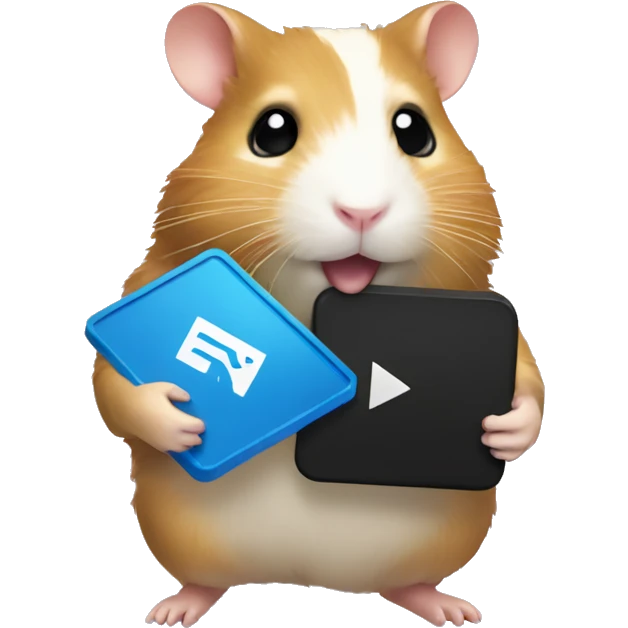 A hamster holding youtube gold play button award emoji