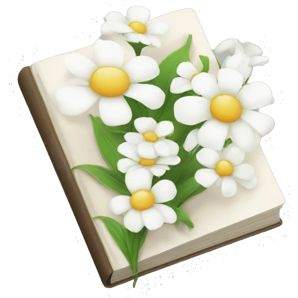 book with white flowers emoji