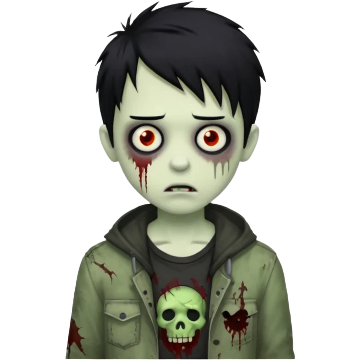 boy zombie with black hair emo emoji
