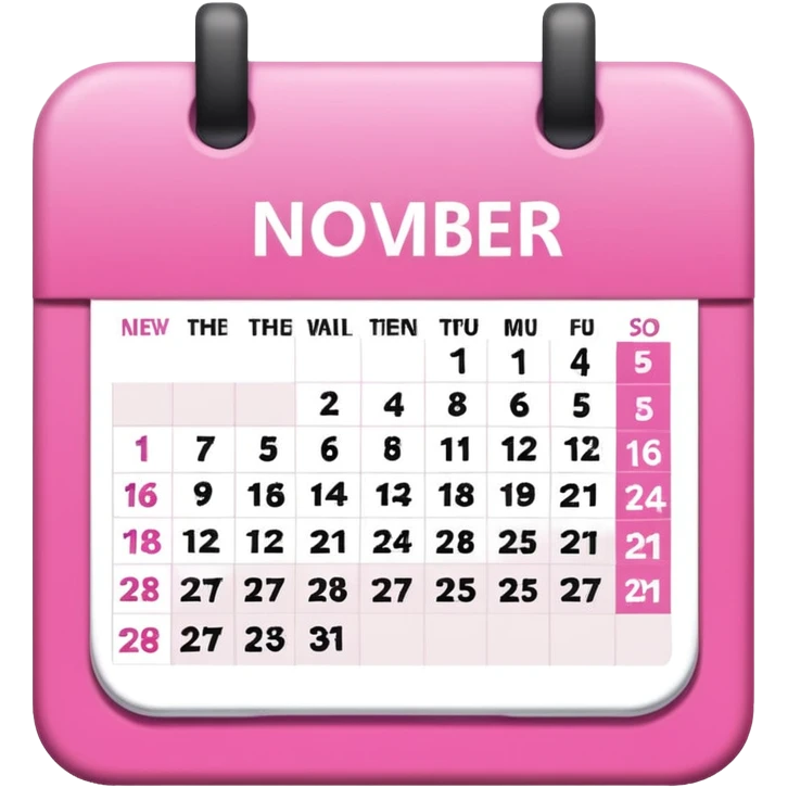 pink calendar of november 2025 in poppins text form emoji