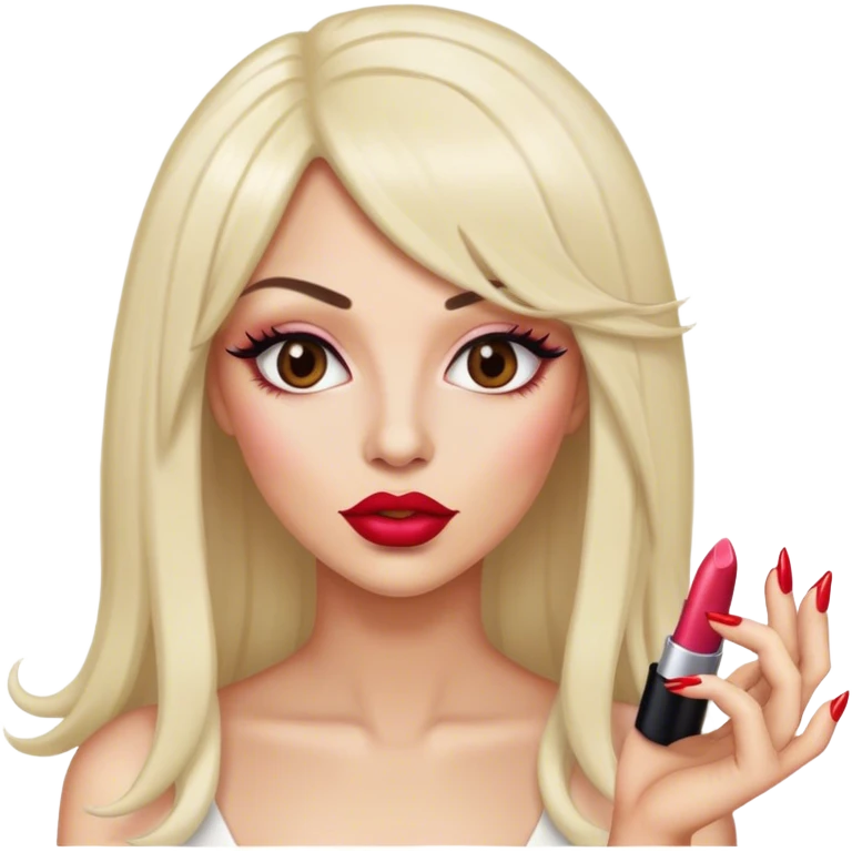 Sassy lady with long nails, lipstick, and a wig emoji
