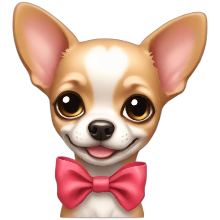 Cute Chihuahua puppy with bow emoji