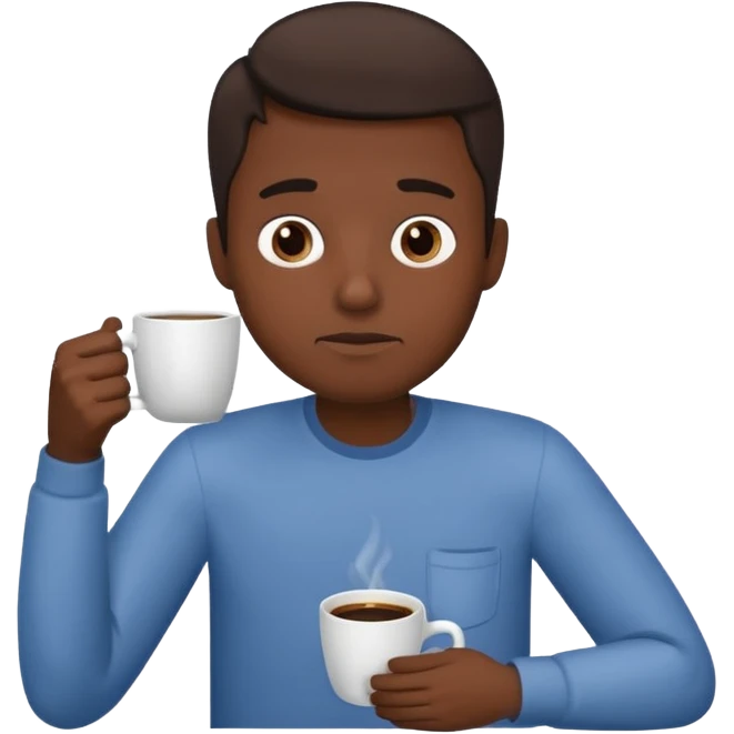 Tired guy with coffee emoji