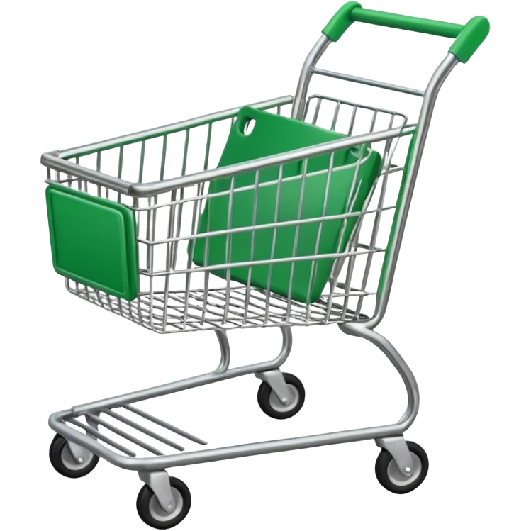 create empty shopping trolley emoji with green tone color emoji