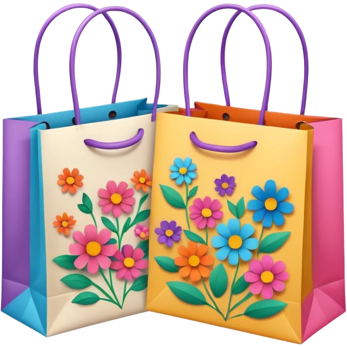 2 beautiful shopping bag with pattern emoji