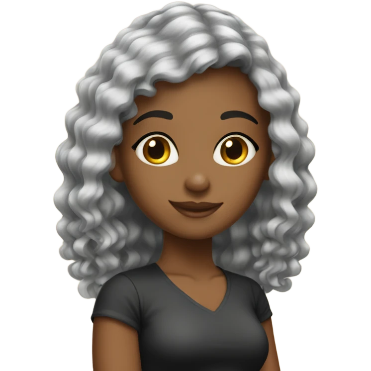 Girl parda do cabelo preto médio de franja emoji