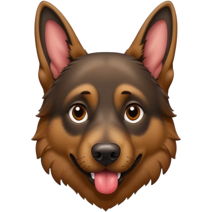 cartoon style dark German Shepherd dog with its tongue hanging out long emoji