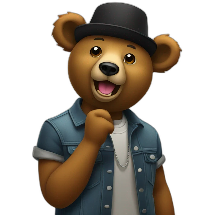 singing rapper bear with moustache emoji