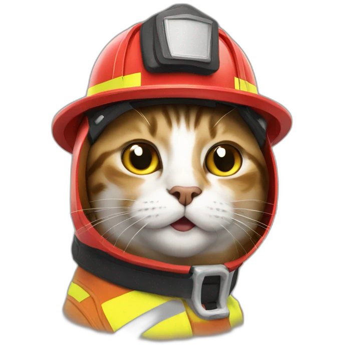 Cat with a fireman helmet emoji