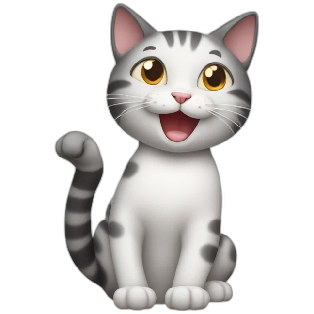 A happy Cat saying hello with one hand emoji