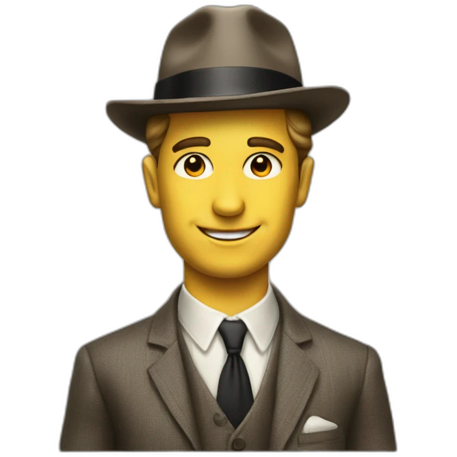 men with a costume and a nice hat in 1960s , like a gentleman  emoji