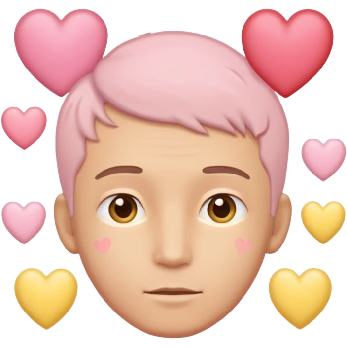 A man with hearts around his head in soft pink, beige and yellow pastel colors emoji
