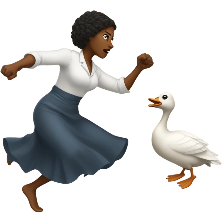 Black woman punching a goose emoji