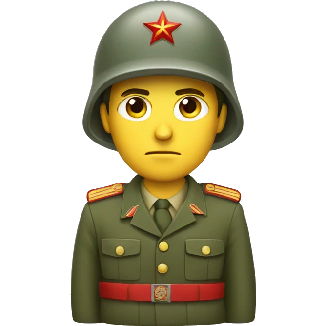 ussr soldier serious with military takes emoji