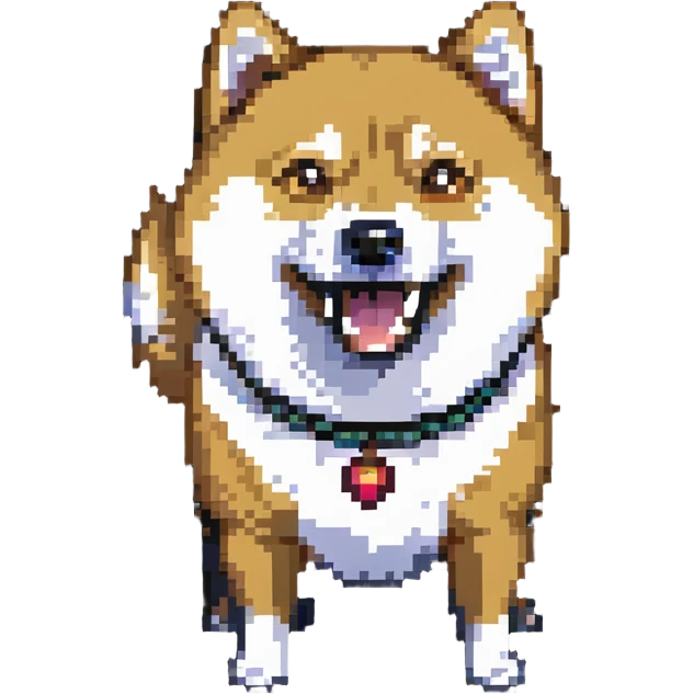 Shiba Inu in Doge style, shocked expression, vibrant colors, pixelated texture emoji