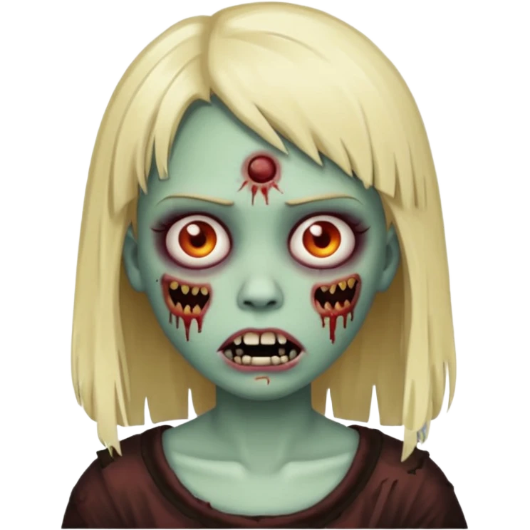 franja, zombie, emoji, menina emoji