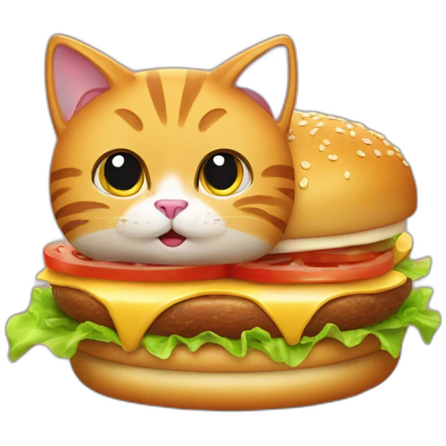 Cat eating a juicy hamburger thats really greasy emoji