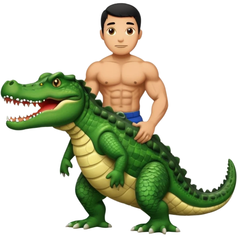 Man with huge muscles carrying a crocodile  emoji