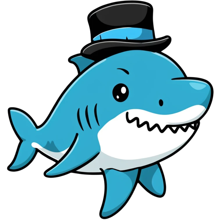 Shark with a top hat emoji