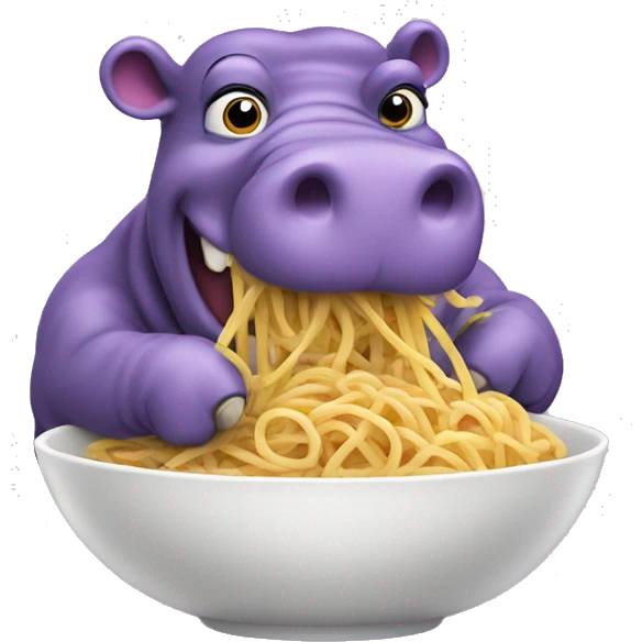 Purple hippopotamus eating spaghetti  emoji