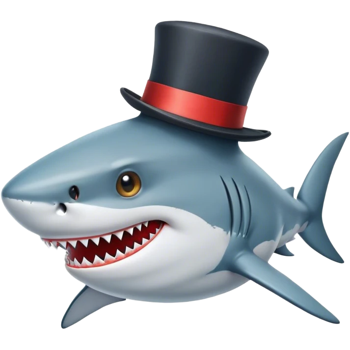 Shark with a top hat emoji