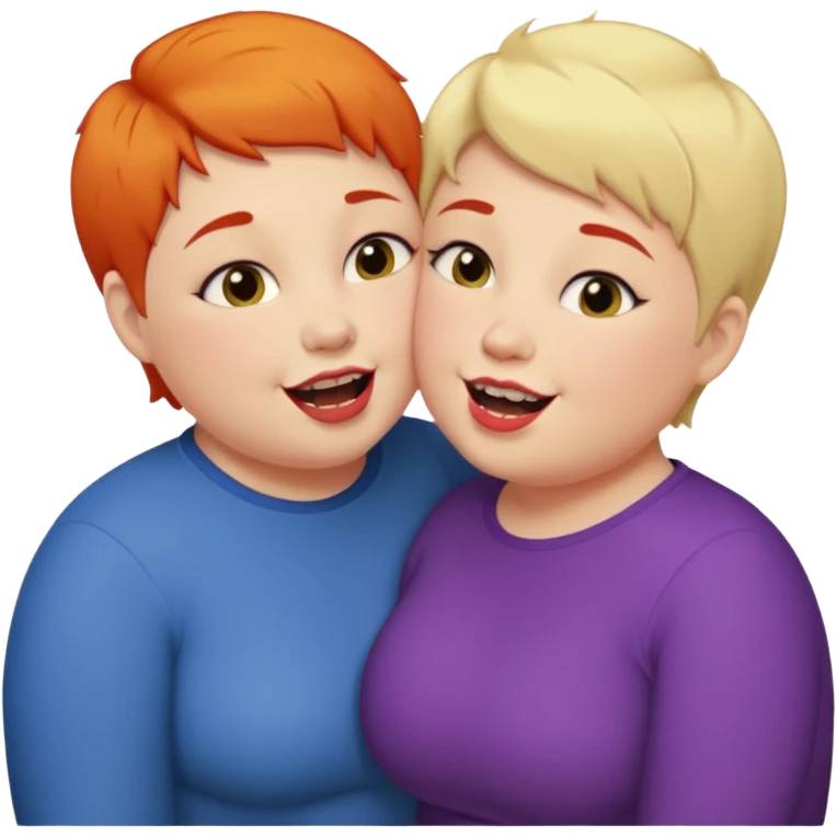 Chubby ugly lesbian kissing tall butch lesbian with huge teeth and short hair emoji