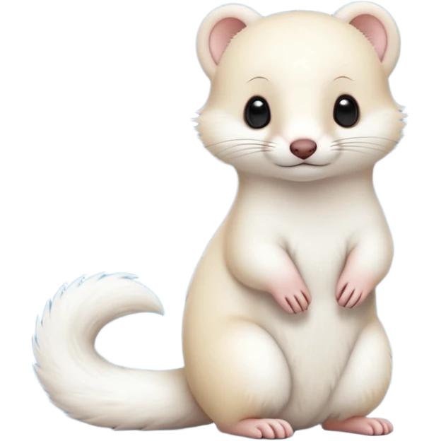 White furry cute Kawaii adorable ermine-weasel-hybrid (full body) emoji
