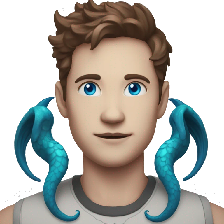 Christian beautiful Leviathan with blue and red horns and glowing blue eyes emoji