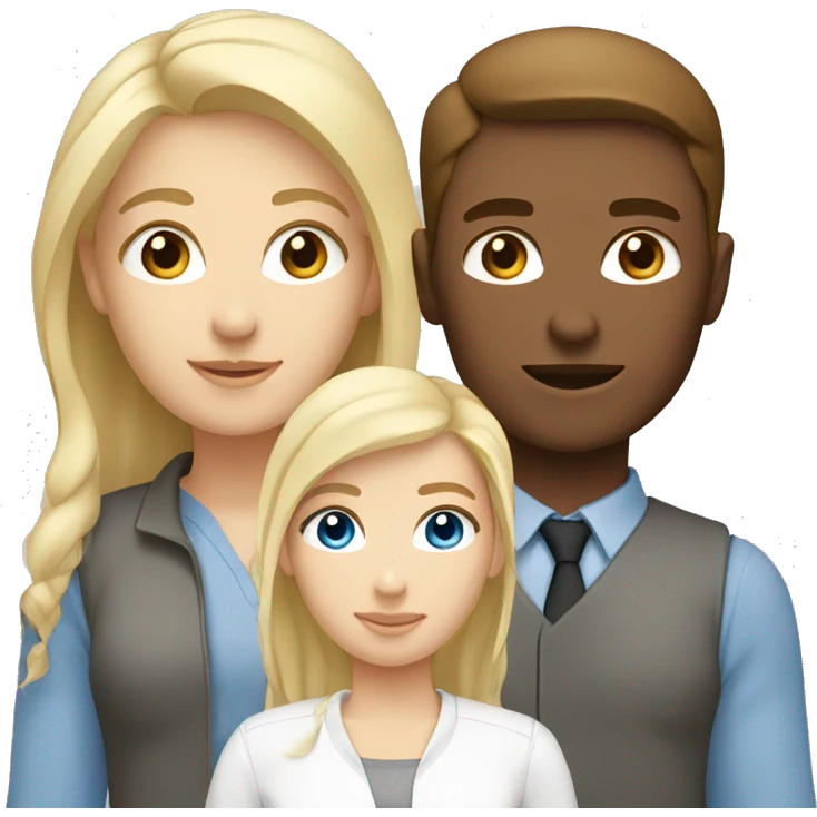 Digital team emoiji consisting of 2 women with brown hair and brown eyes, one blone blue eyes. Two men one blonde one brown hair. All white.  emoji