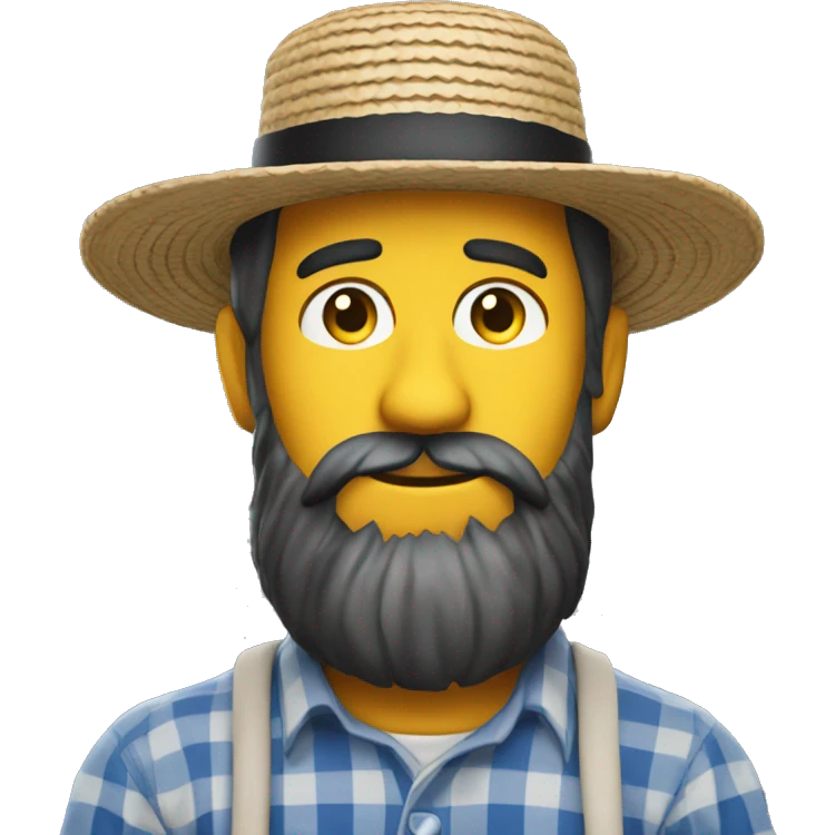 amish straw hat and beard without mustache full body one photo emoji