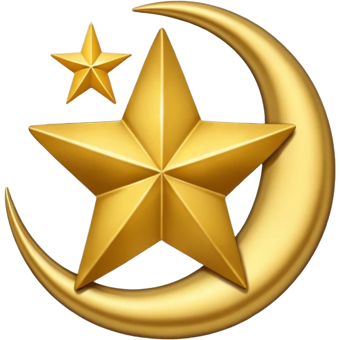 Star and Crescent emoji with black background and no face only star and crescent. emoji